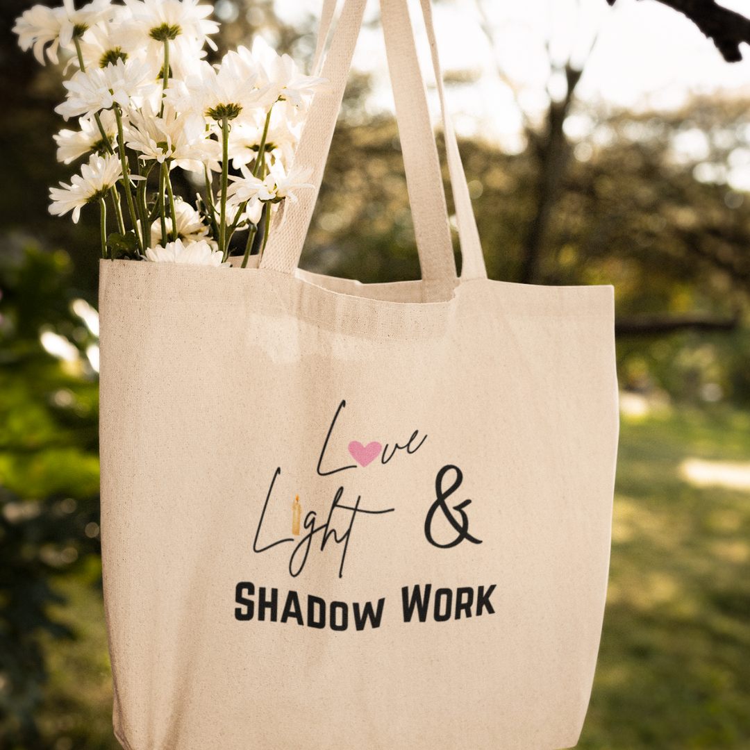 love and light and shadow work natural tote bag