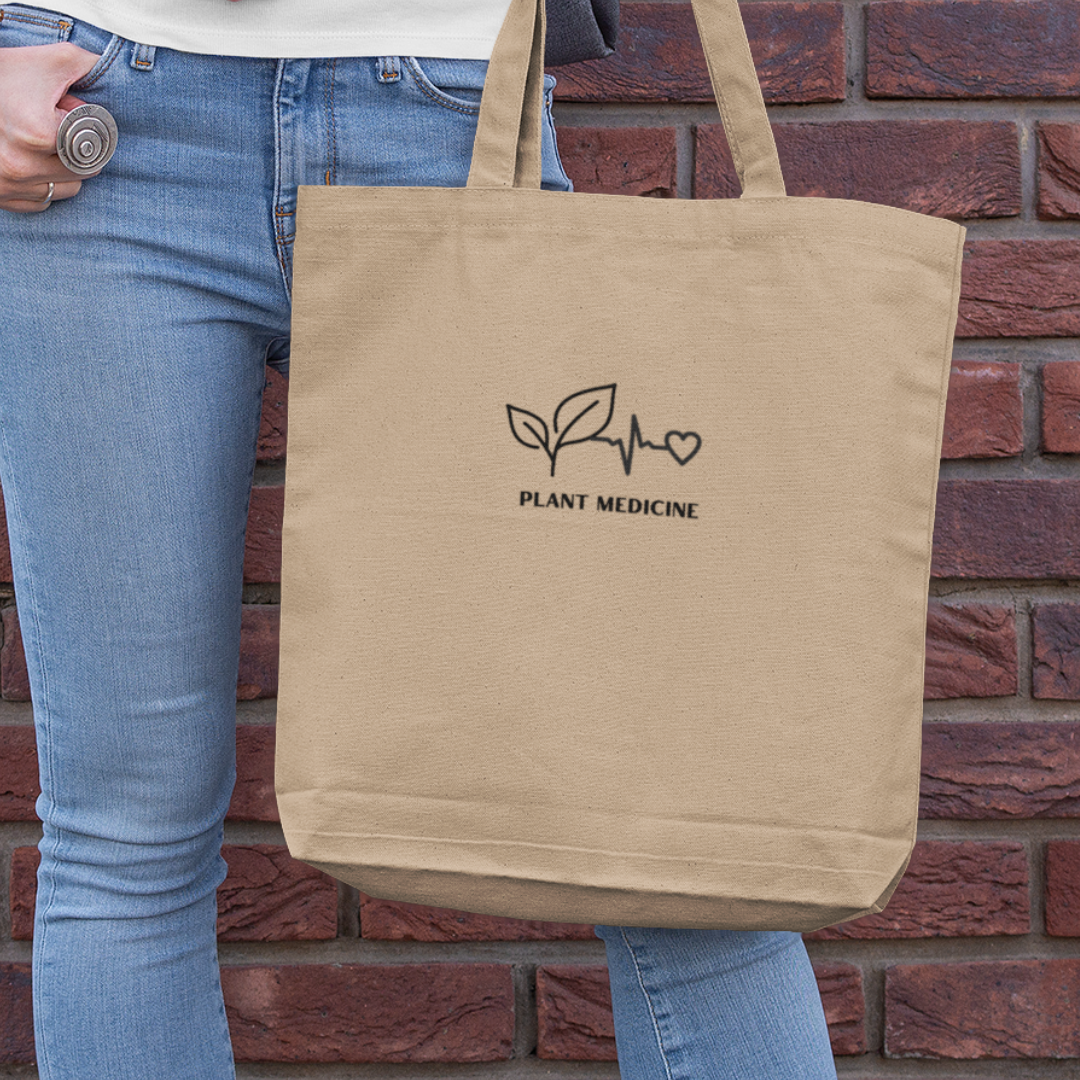 Plant Medicine Embroidered Organic Cotton Tote Bag