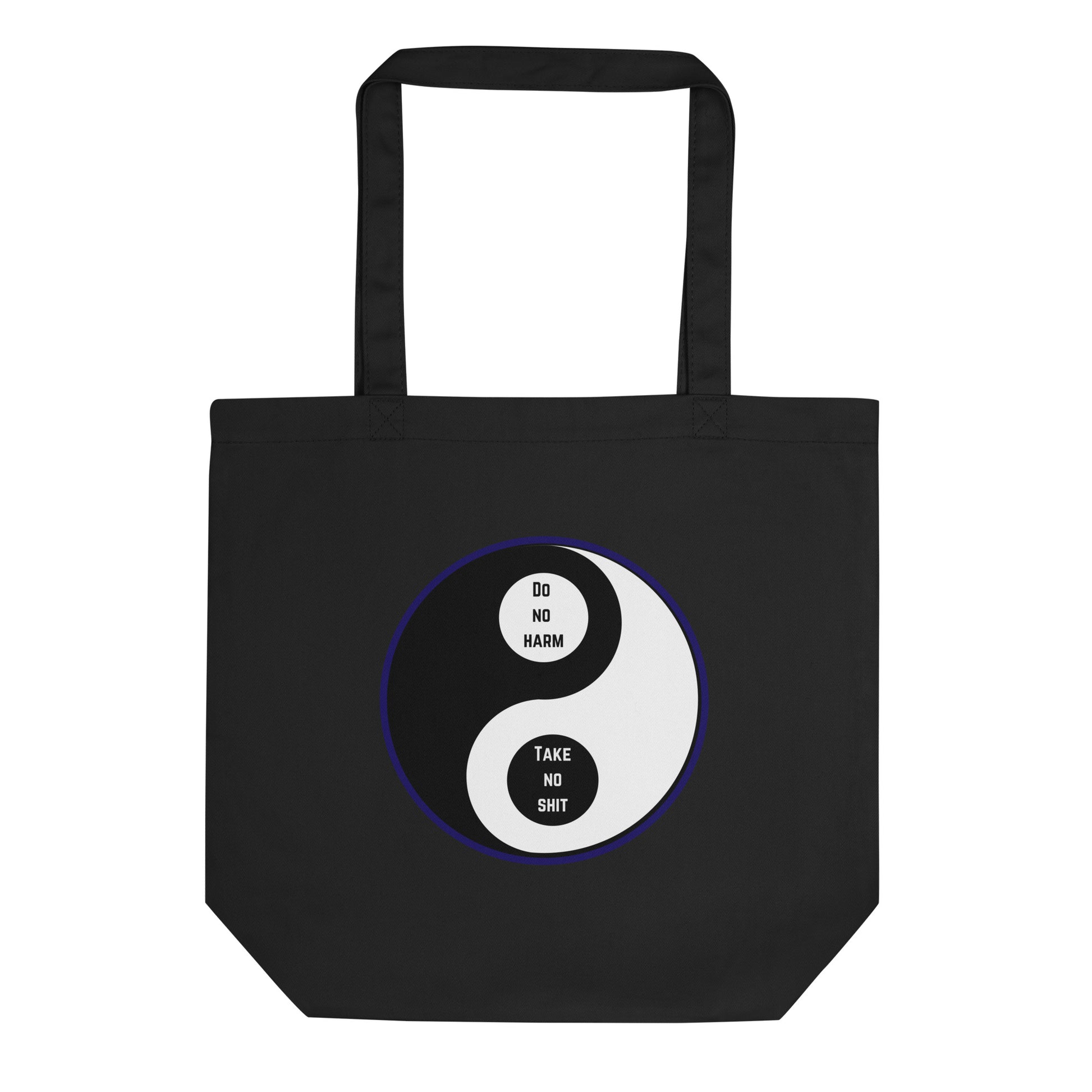 funny ying and yang black tote bag