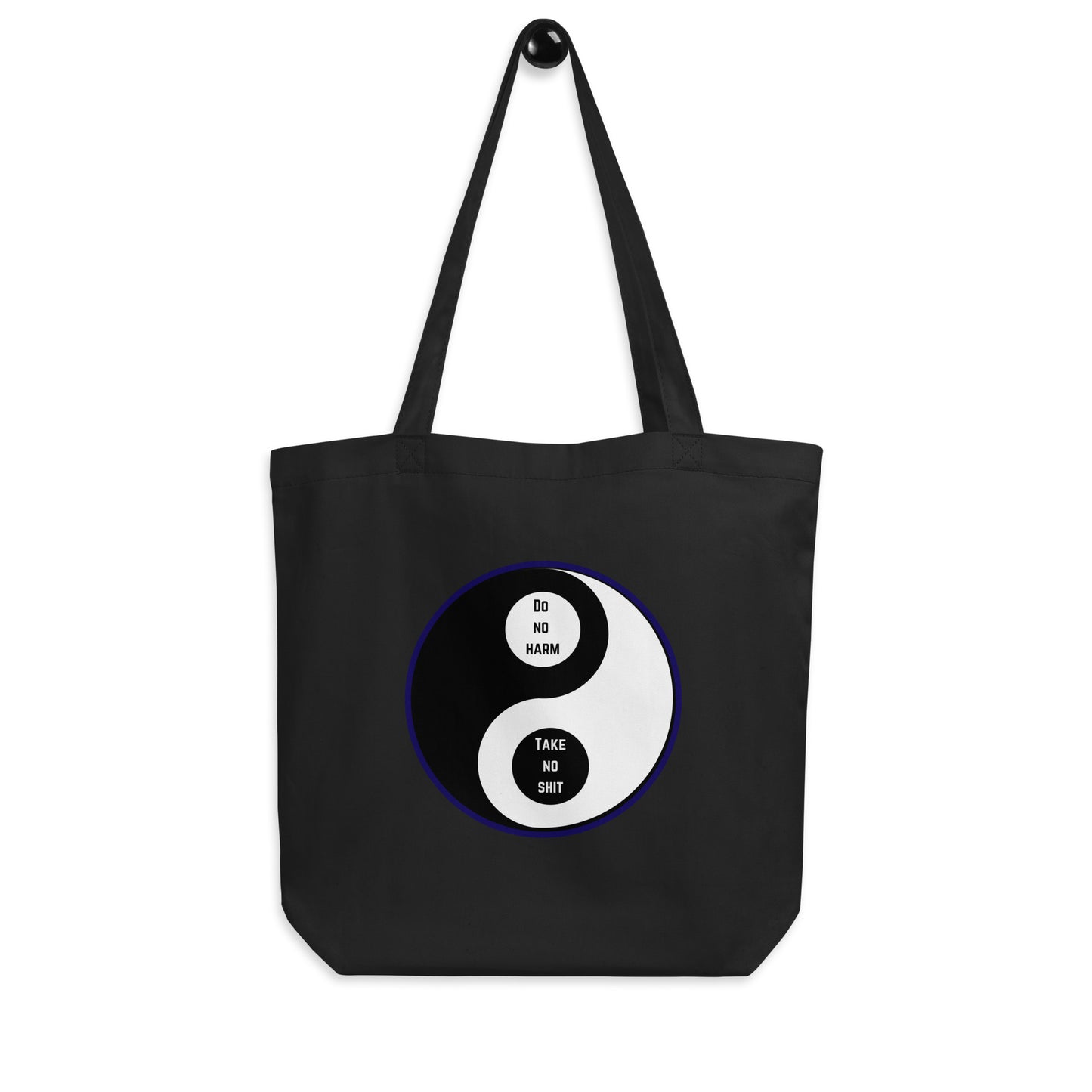 funny ying and yang black tote bag