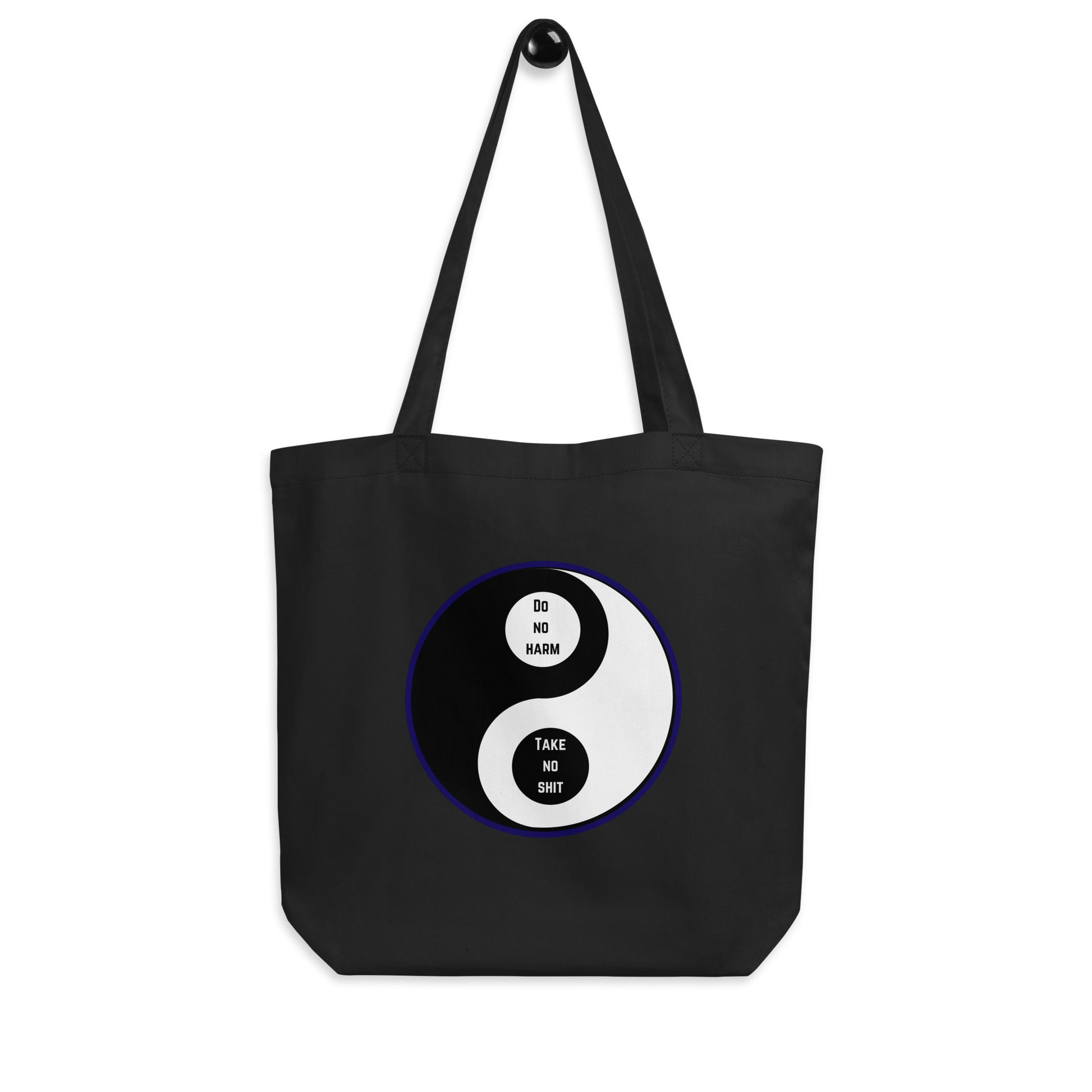 funny ying and yang black tote bag