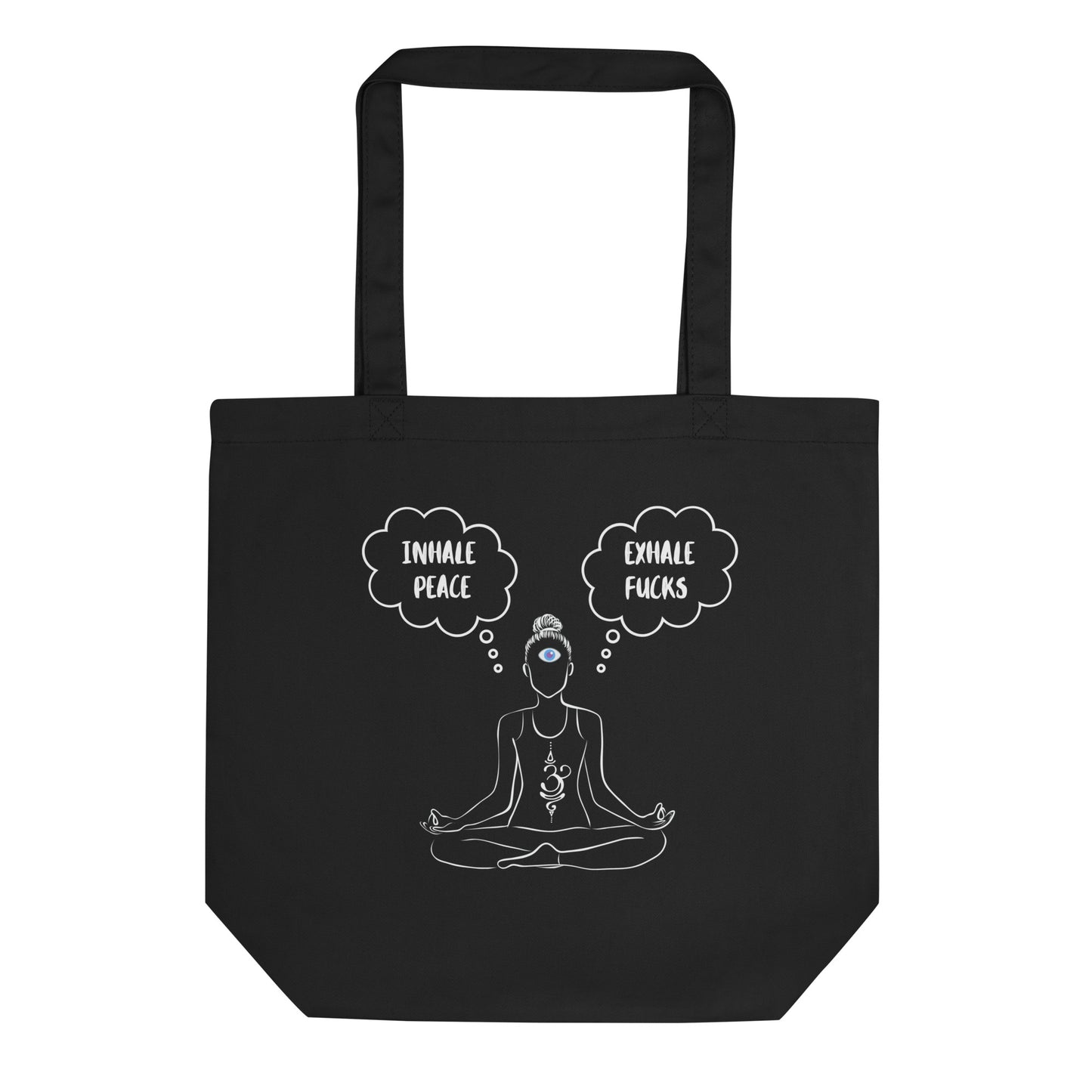 funny yoga meditation black organic tote bag