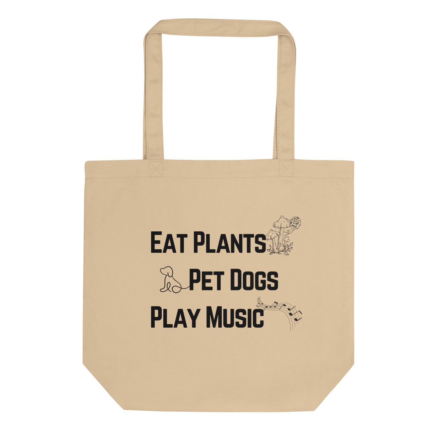 plants dogs and music natural tote bag