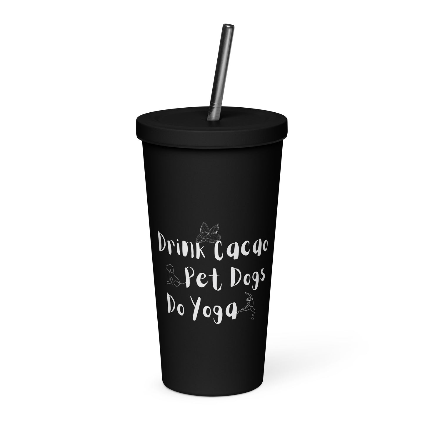 Cacao, Dogs & Yoga Insulated Tumbler - Black