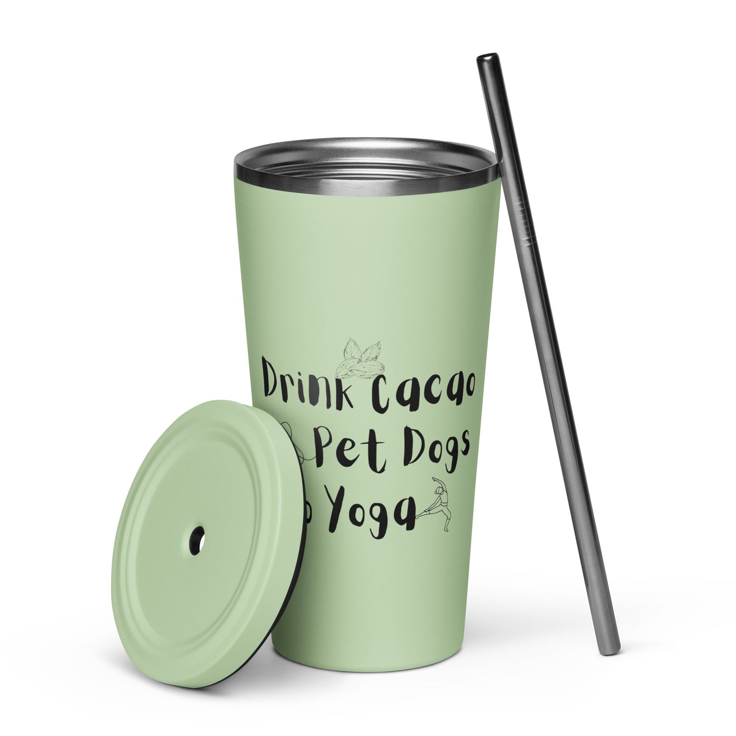 Cacao, Dogs & Yoga Insulated Tumbler -Green