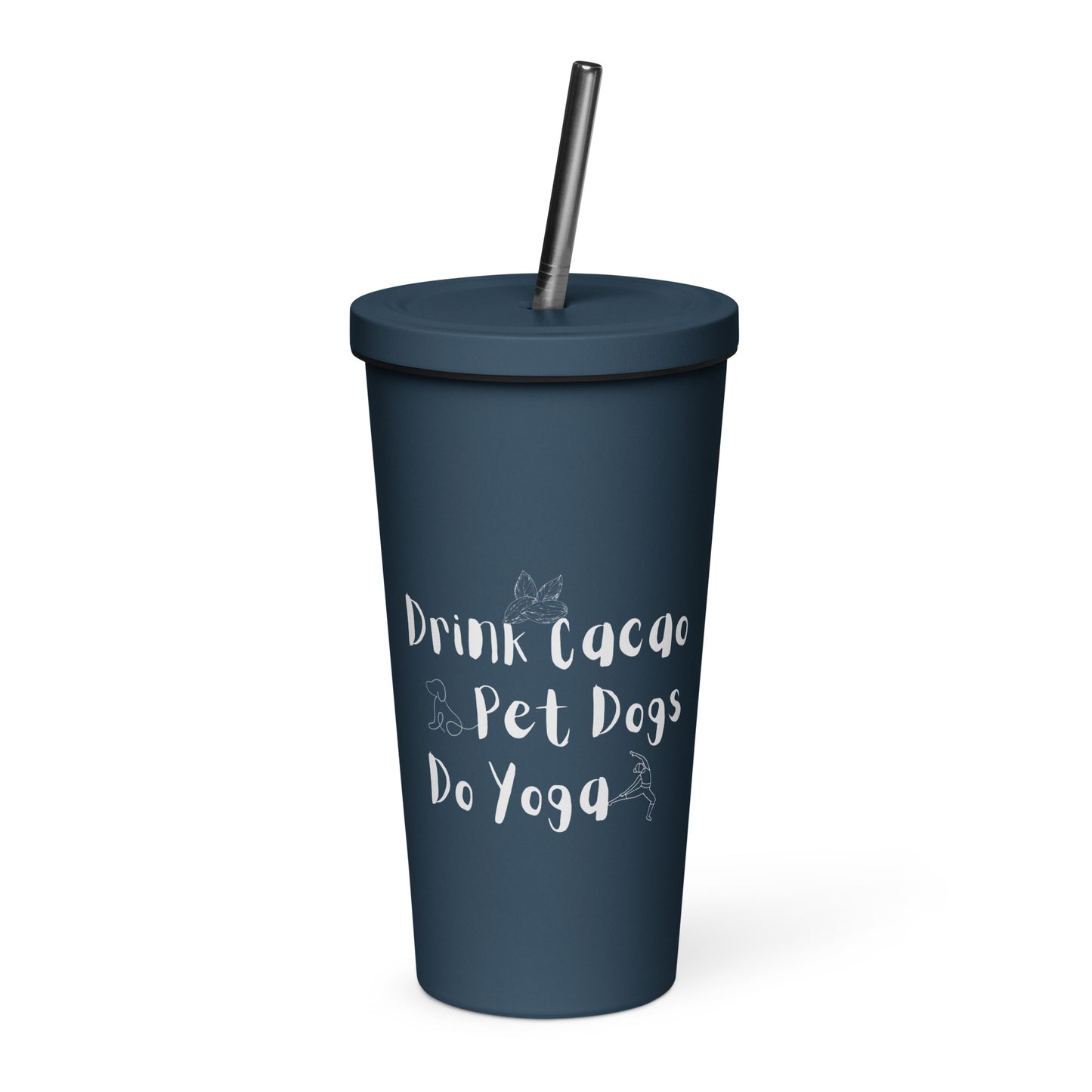 Cacao, Dogs & Yoga Insulated Tumbler - Navy