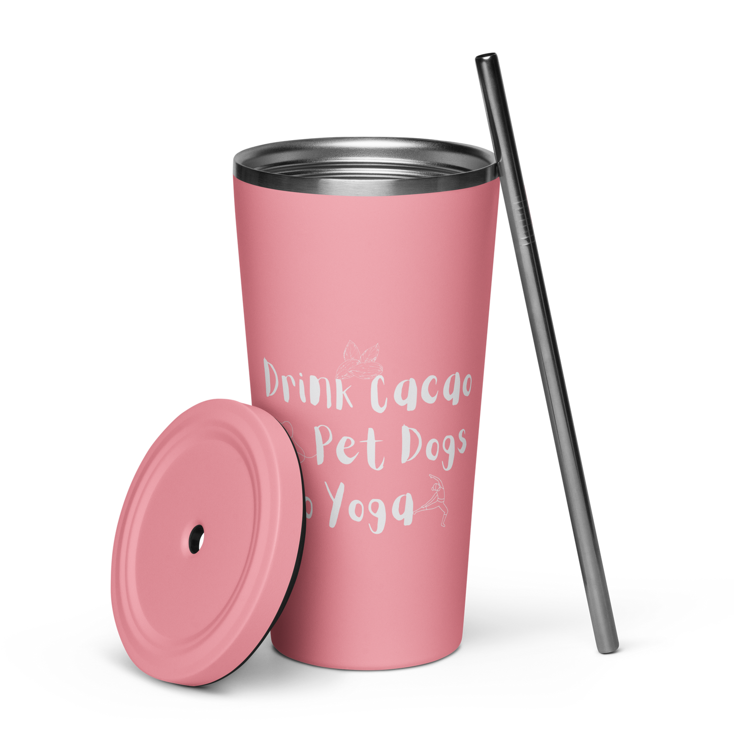 Cacao, Dogs & Yoga Insulated Tumbler - Pink