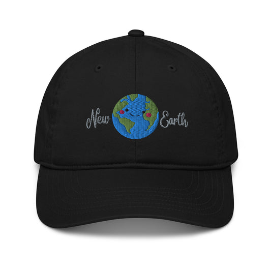 black new earth embroidery organic cotton cap