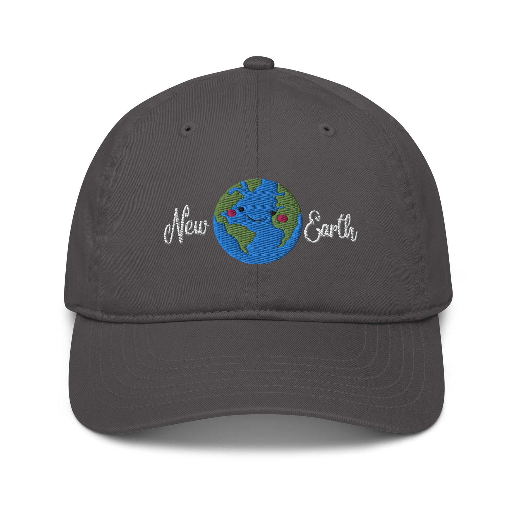 grey new earth embroidery organic cotton cap