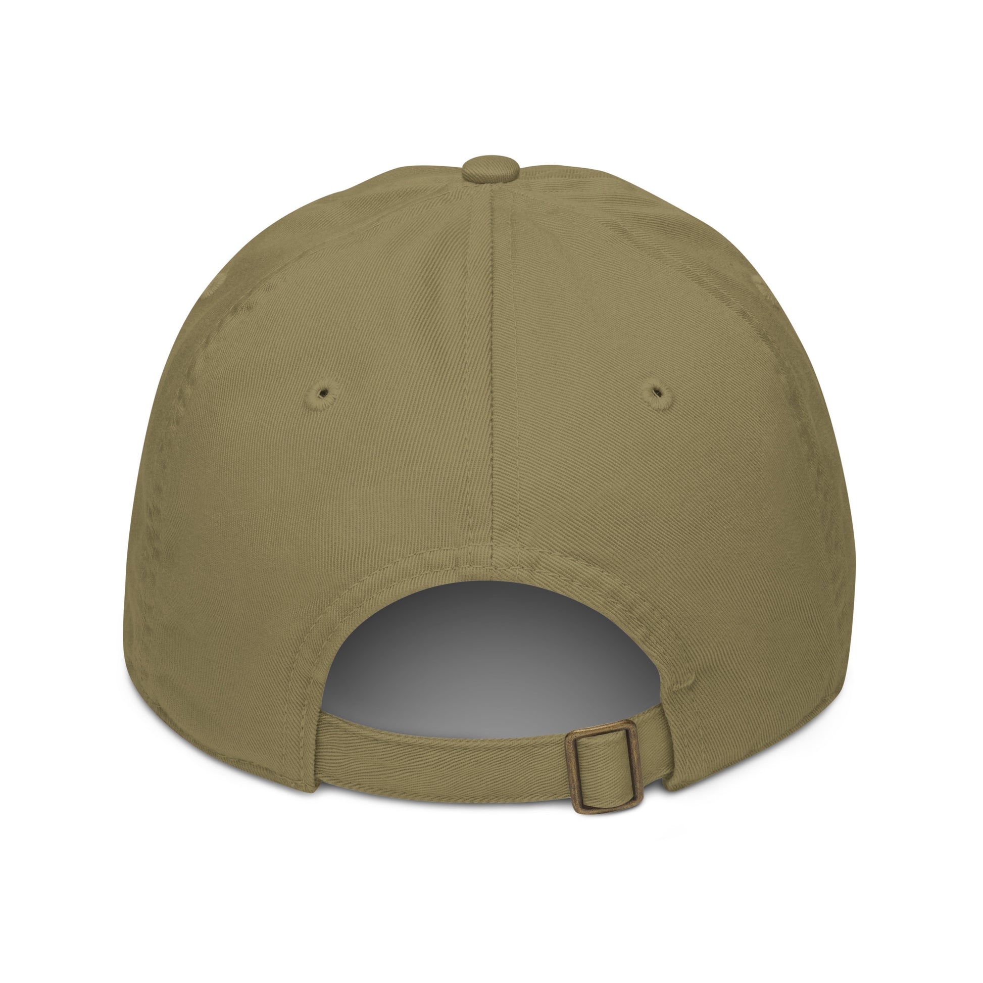 back of army green organic cotton cap