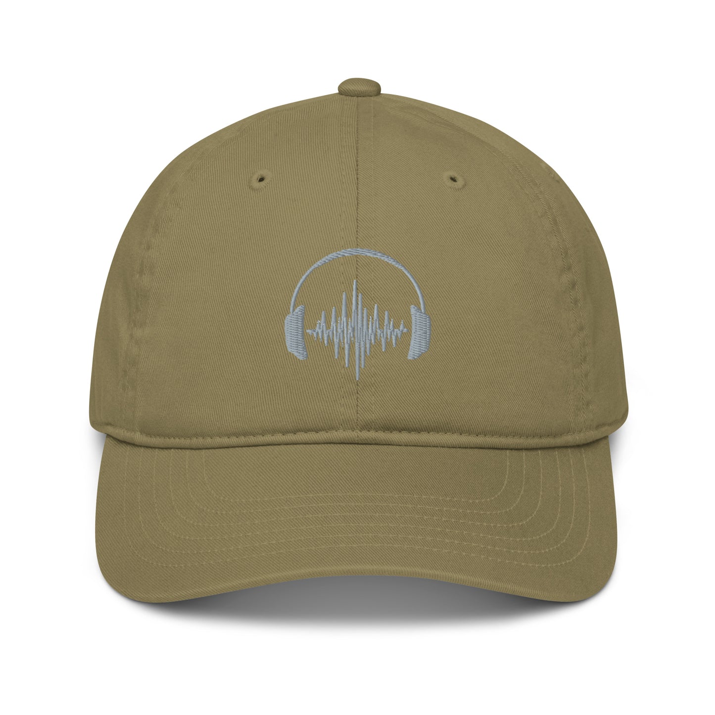 headphones embroidery army green organic cotton cap