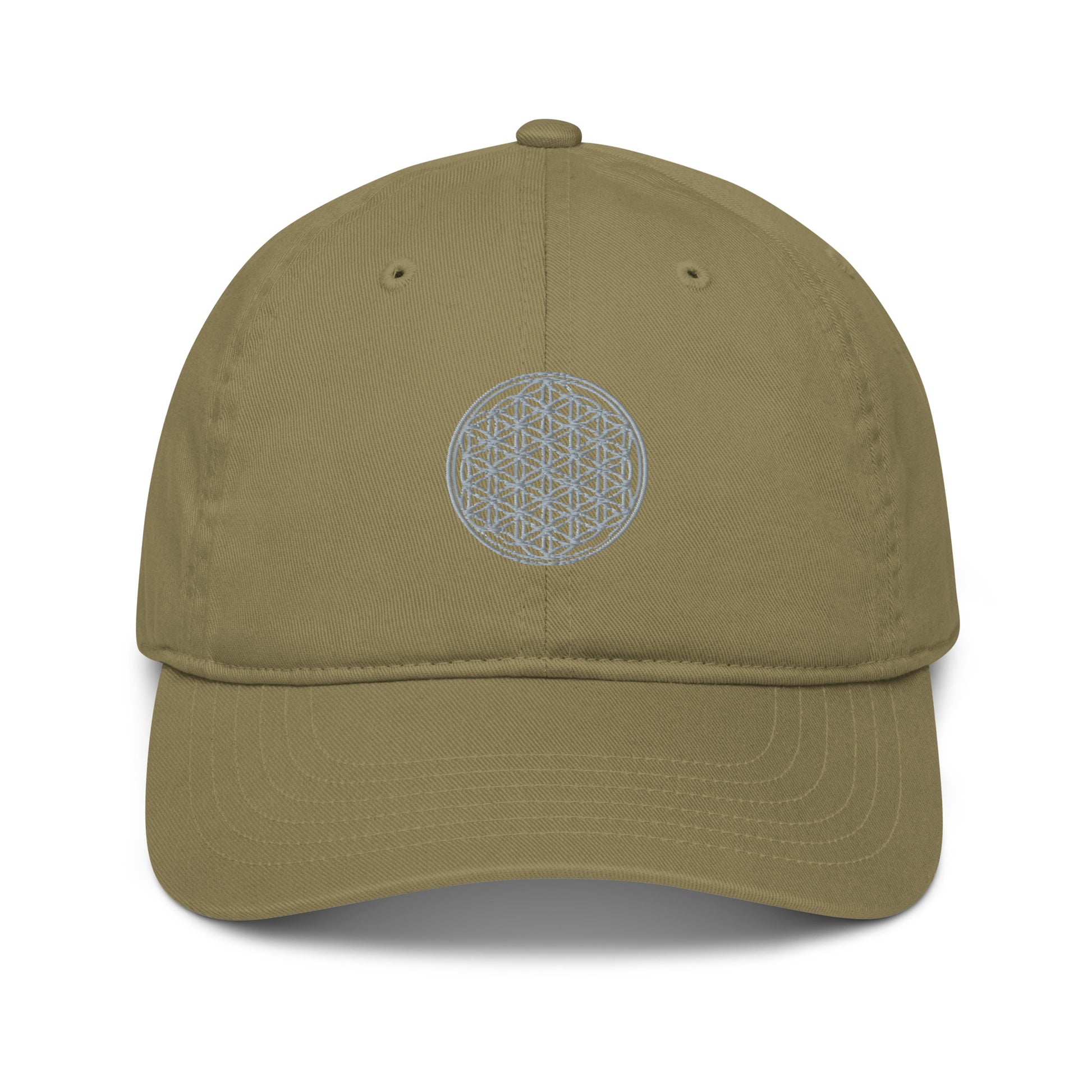 khaki green sacred geometry flower of life embroidered cap