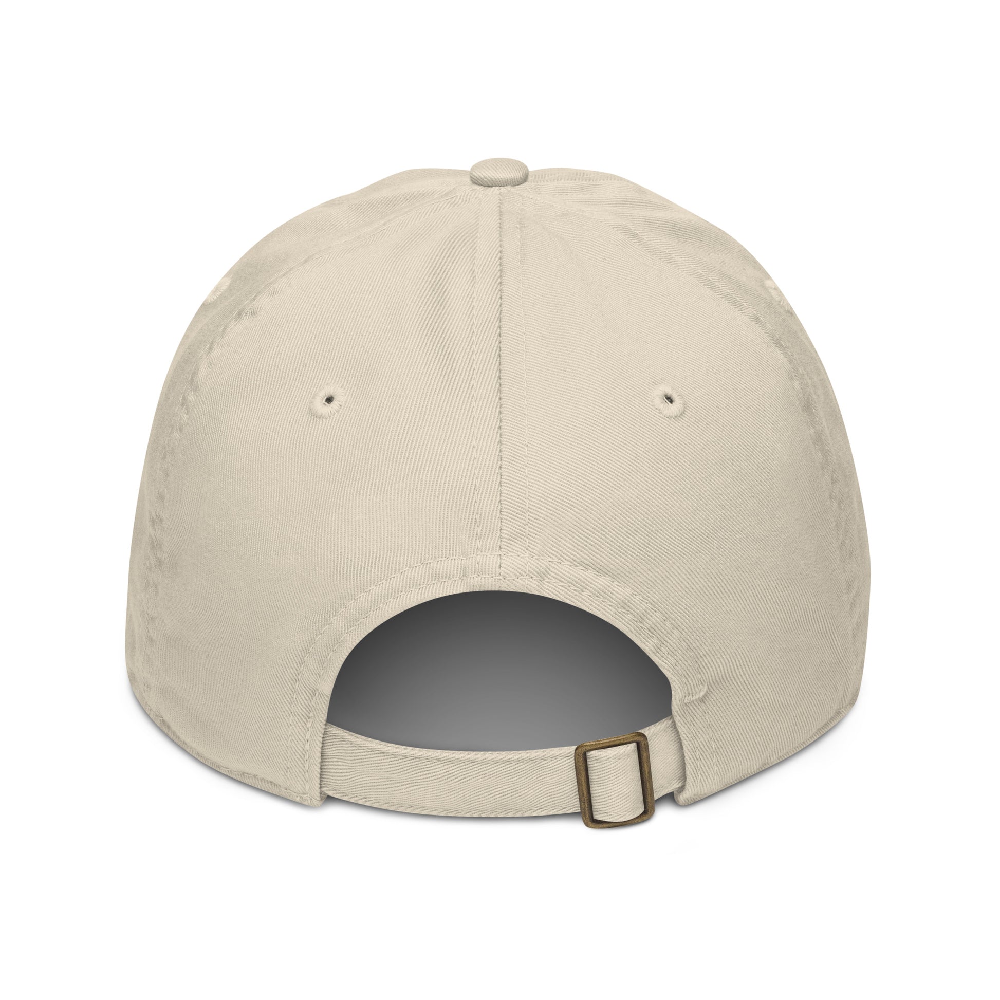 back of cream organic cotton cap