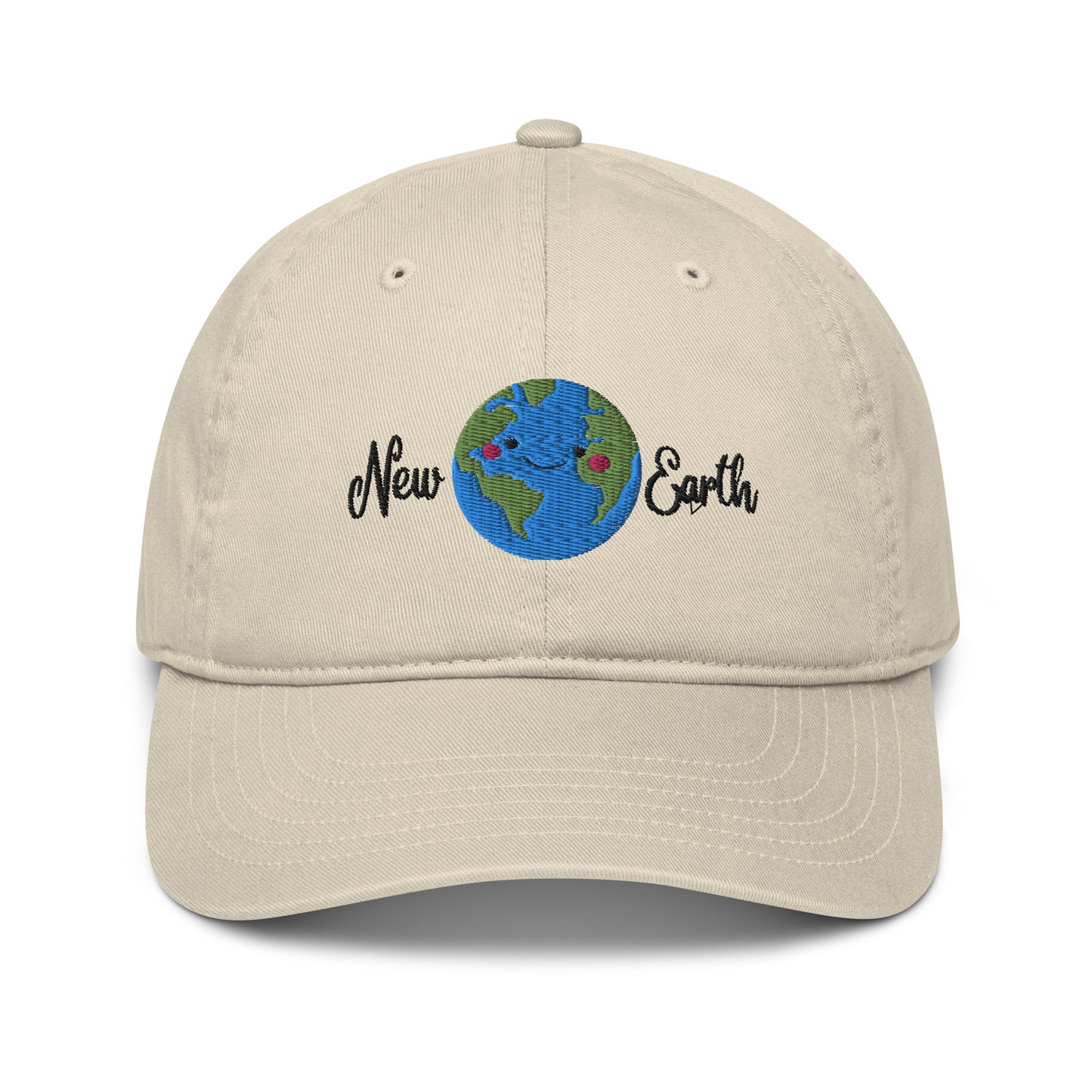 cream new earth embroidery organic cotton cap