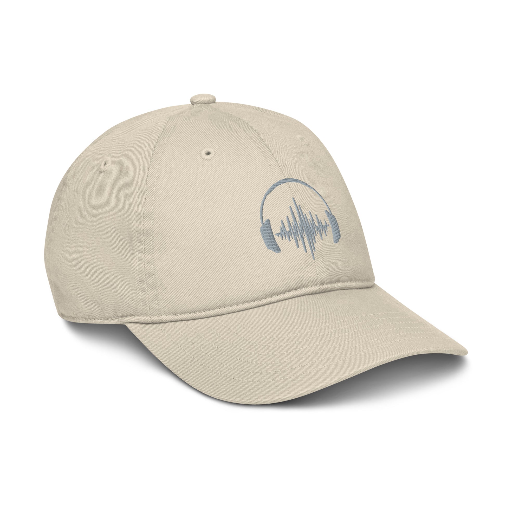 headphones embroidery cream organic cotton cap