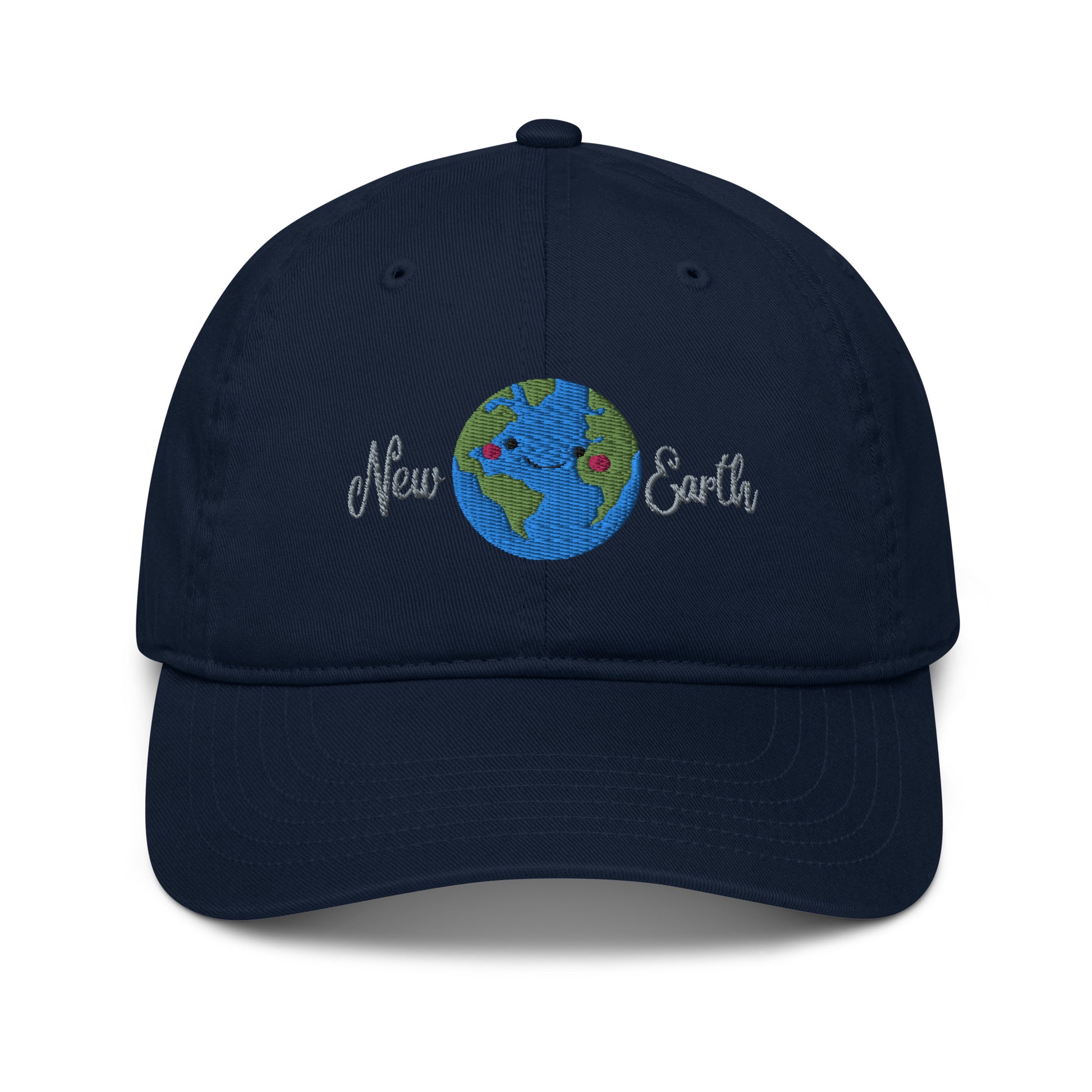 navy new earth embroidery organic cotton cap