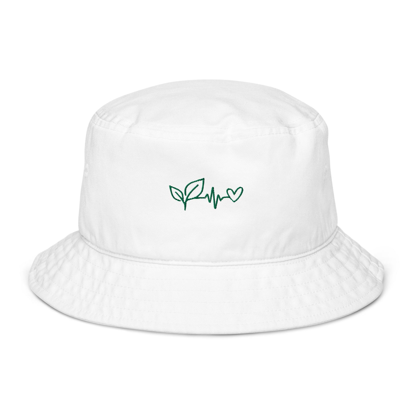 plant medicine embroidery white organic cotton bucket hat