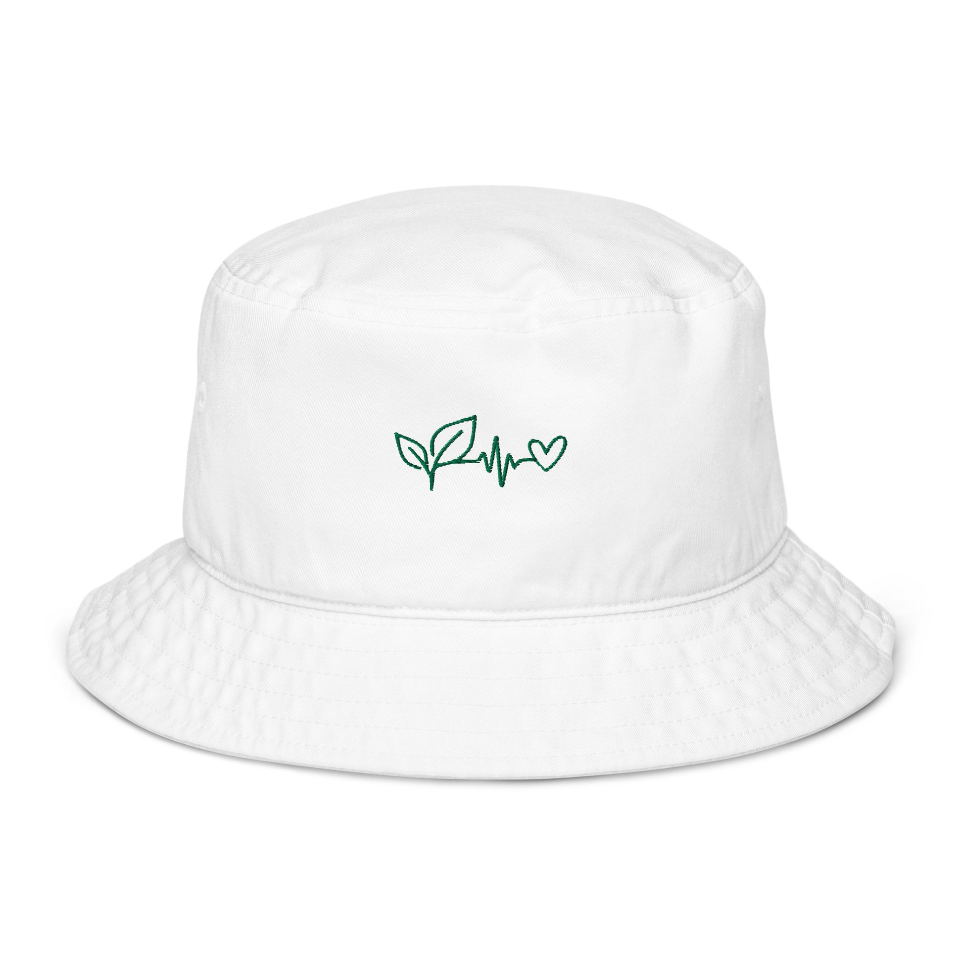 plant medicine embroidery white organic cotton bucket hat