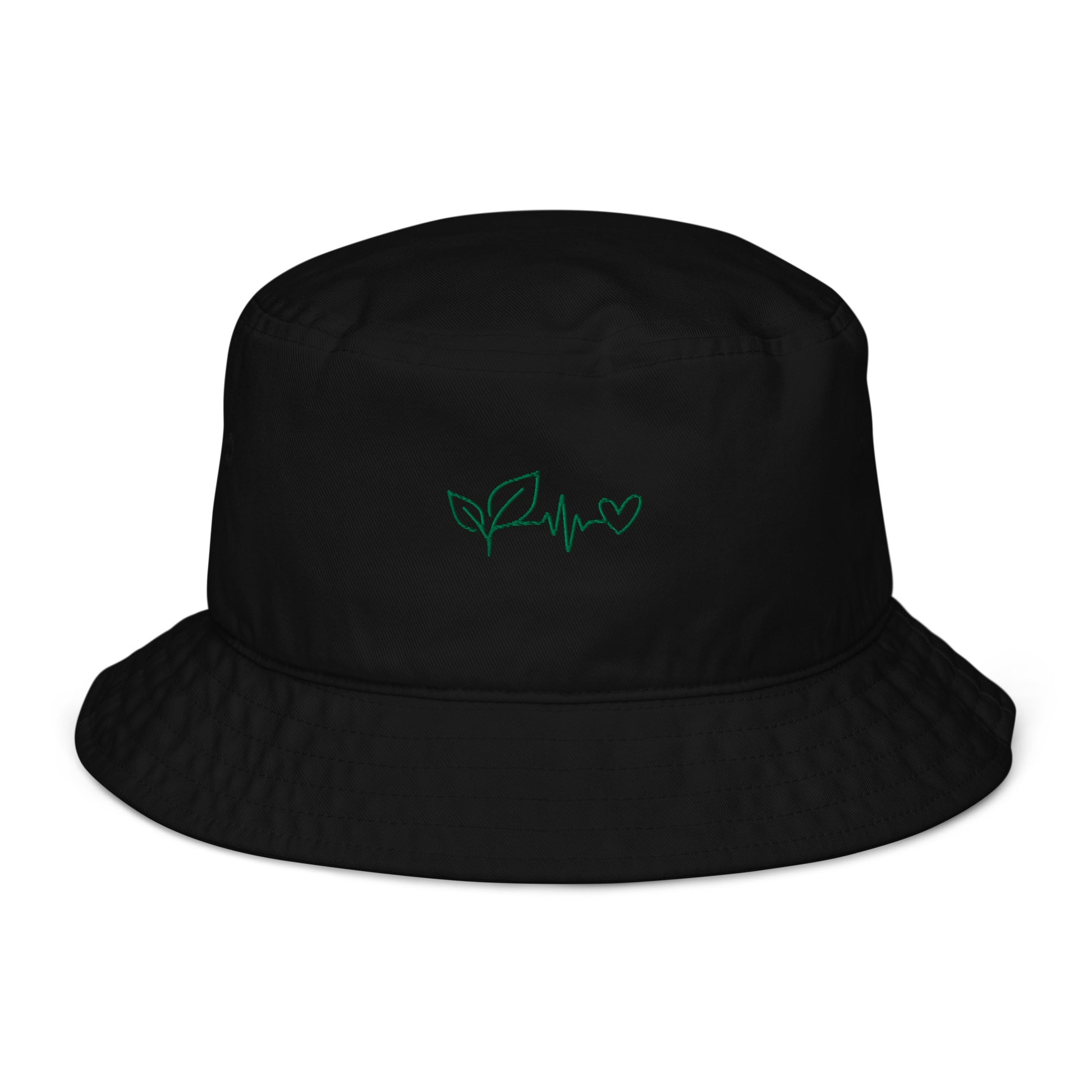 plant medicine embroidery black organic cotton bucket hat