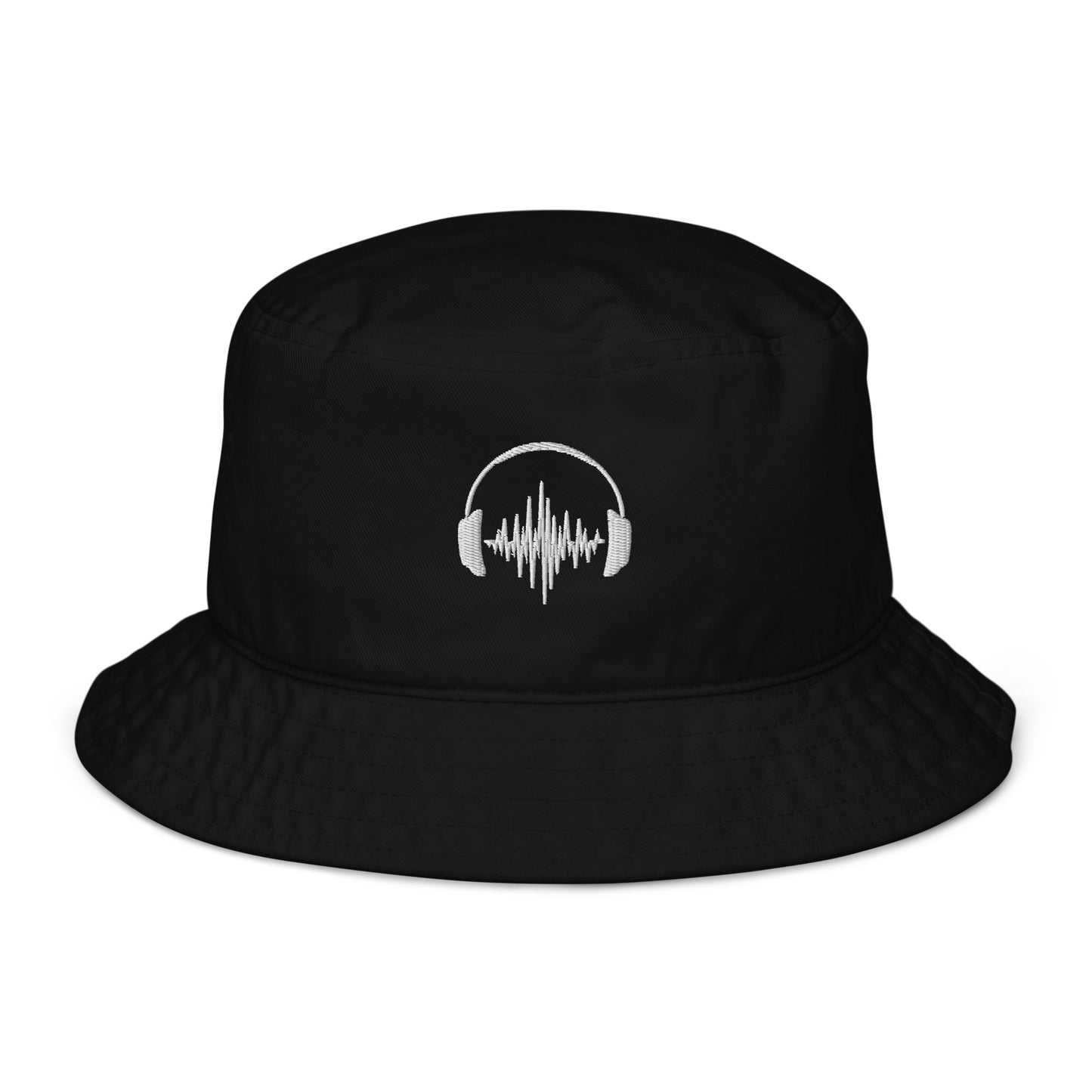 black headphones embroidery music lover bucket hat