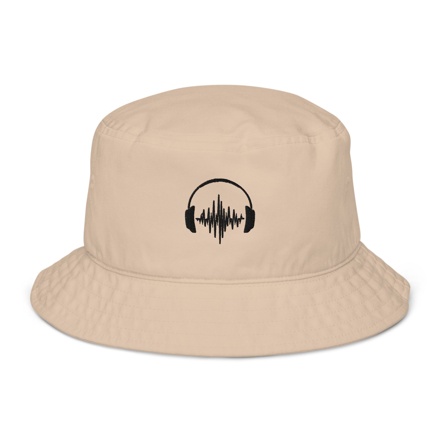 cream headphones embroidery music lover bucket hat