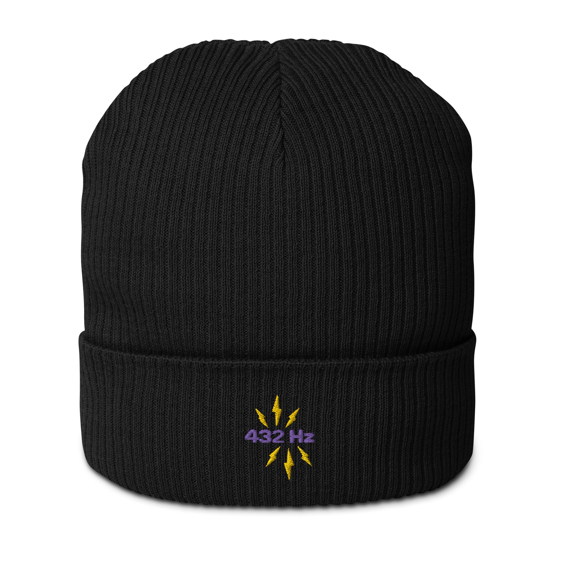 Black embroidered 432Hz sound healing beanie