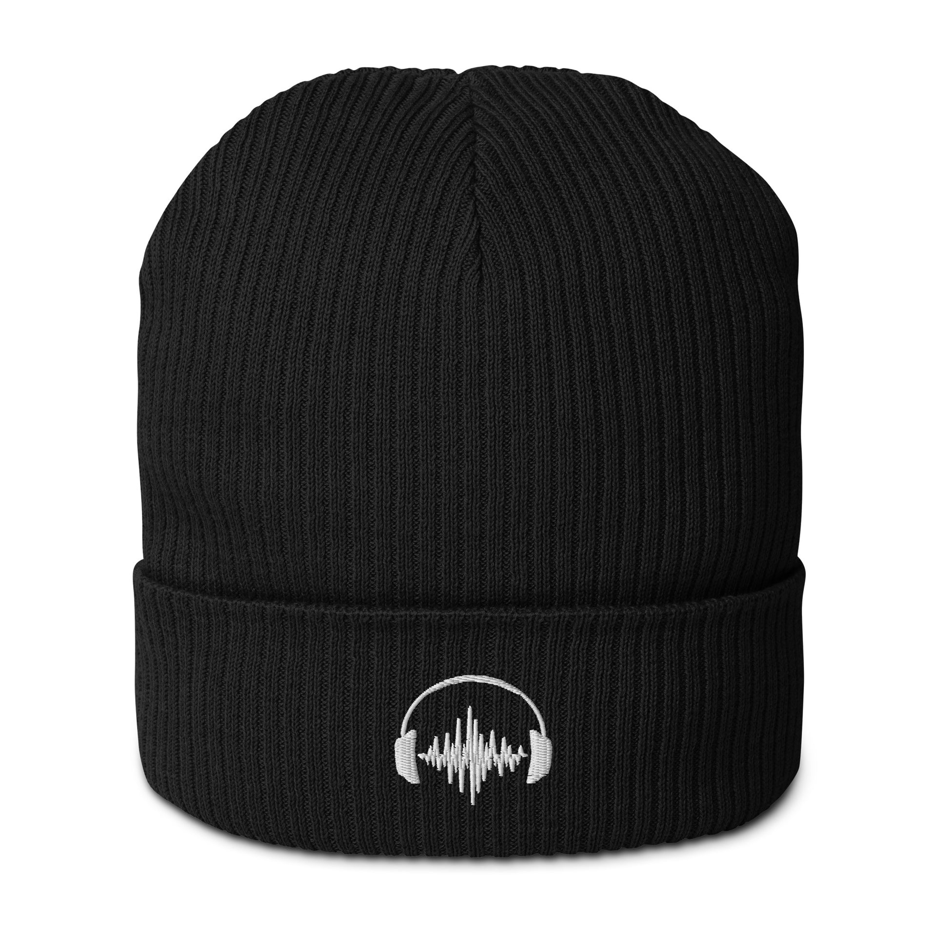 black headphone sound therapy embroidered beanie