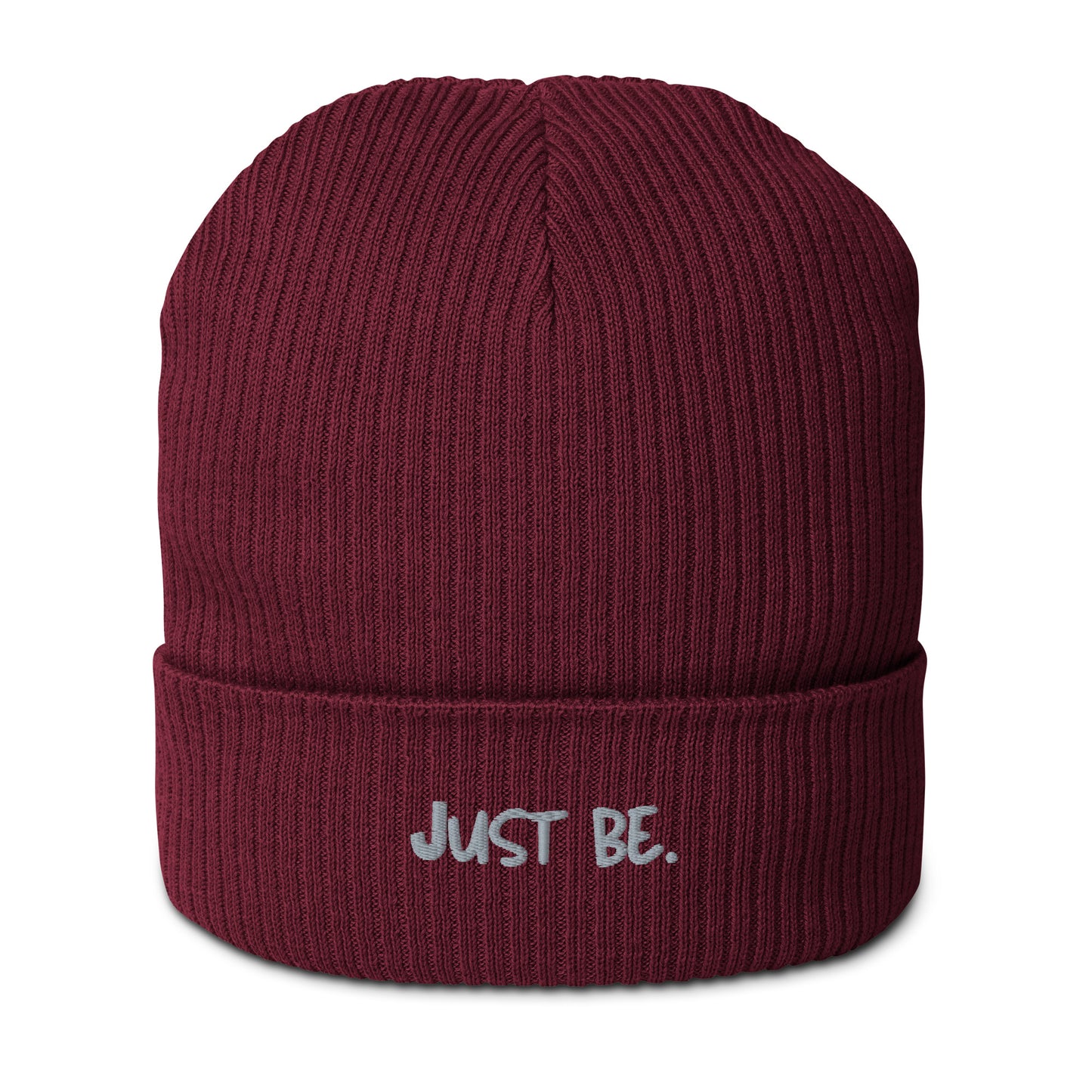 dark red Just Be mindfulness meditation beanie