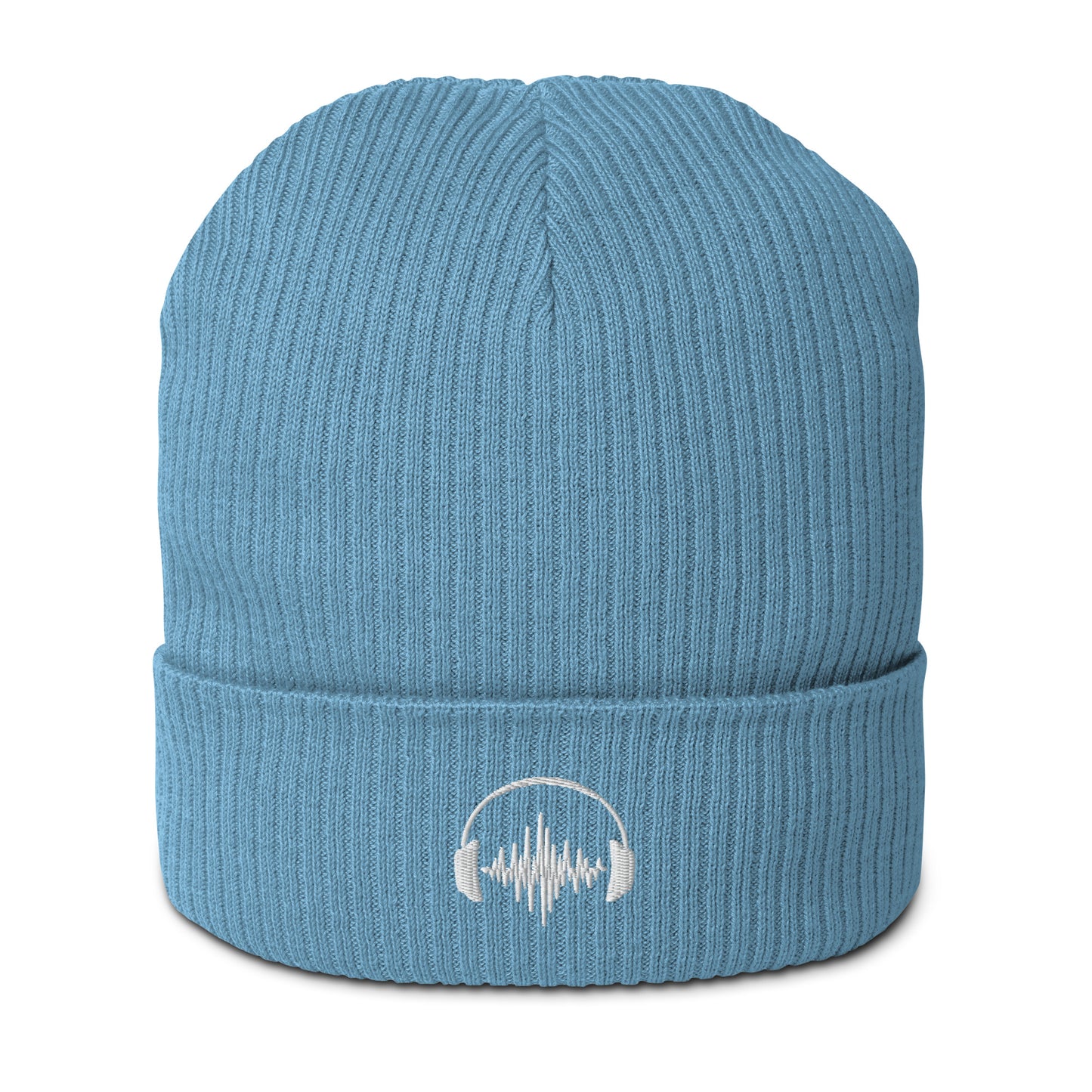 blue headphone sound therapy embroidered beanie