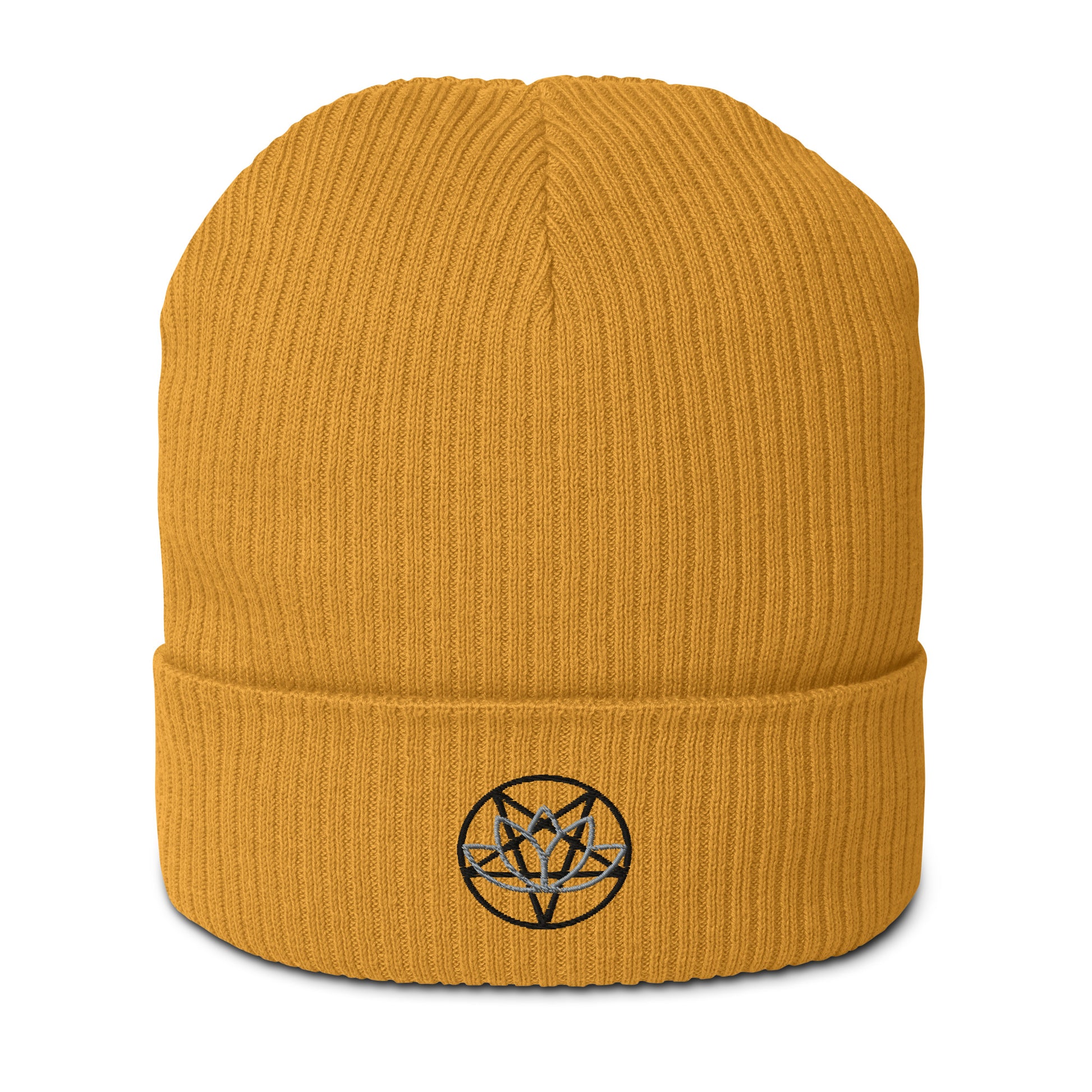 yellow Lotus Flower Pentagram Organic Cotton Beanie