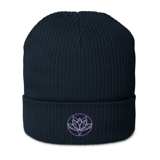 Navy Lotus Flower Pentagram Organic Cotton Beanie