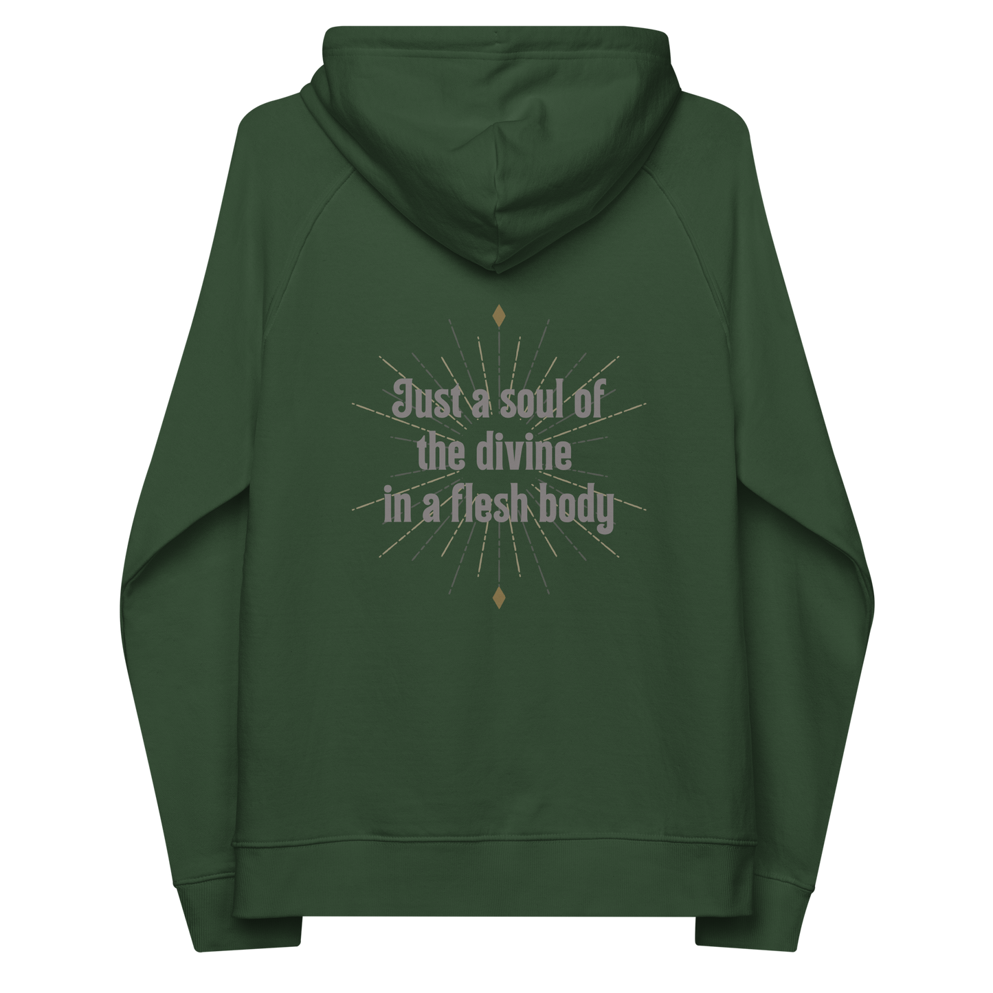 back of a green soulful cosmic hoody