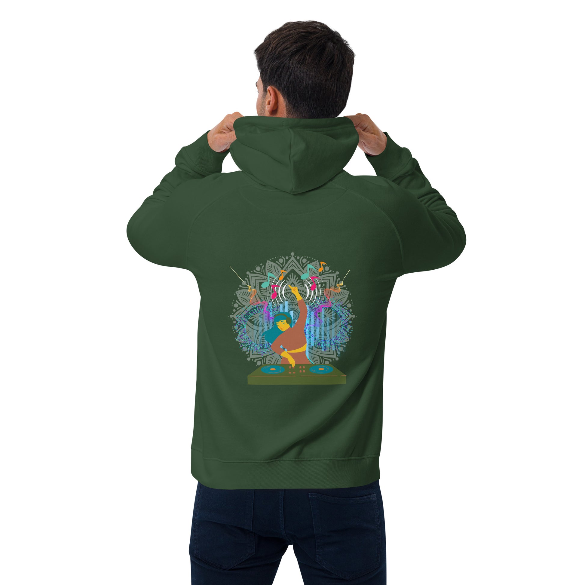 man wearing green music DJ hoody