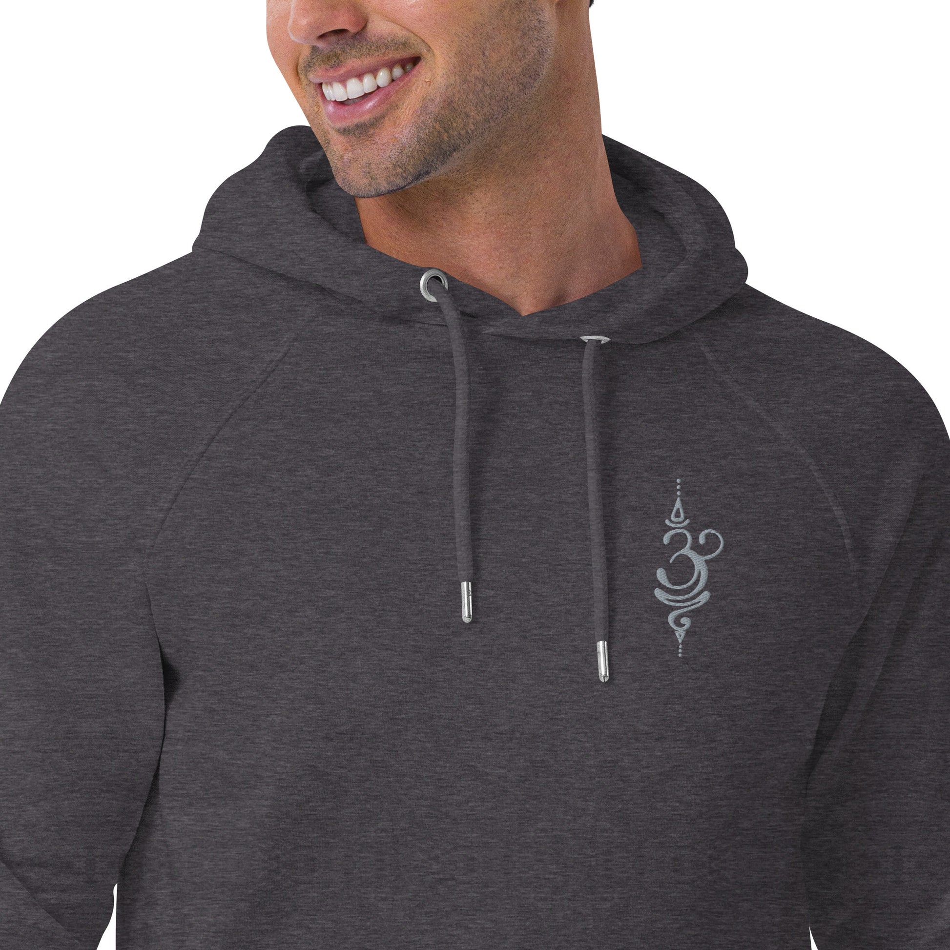 man wearing grey embroidery breathwork hoody